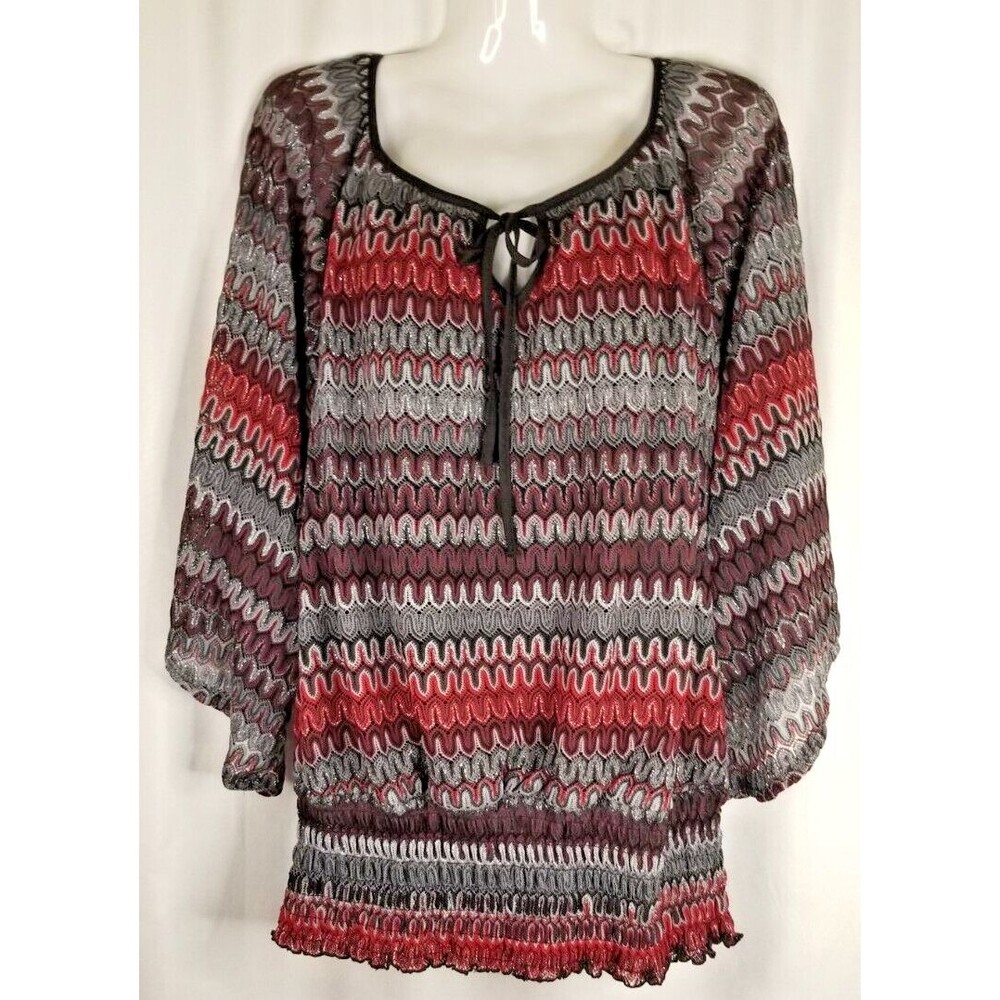 Woman's Blouse Top Crochet Look Metallic Accents Lined Cato Plus Size 18W 20W
